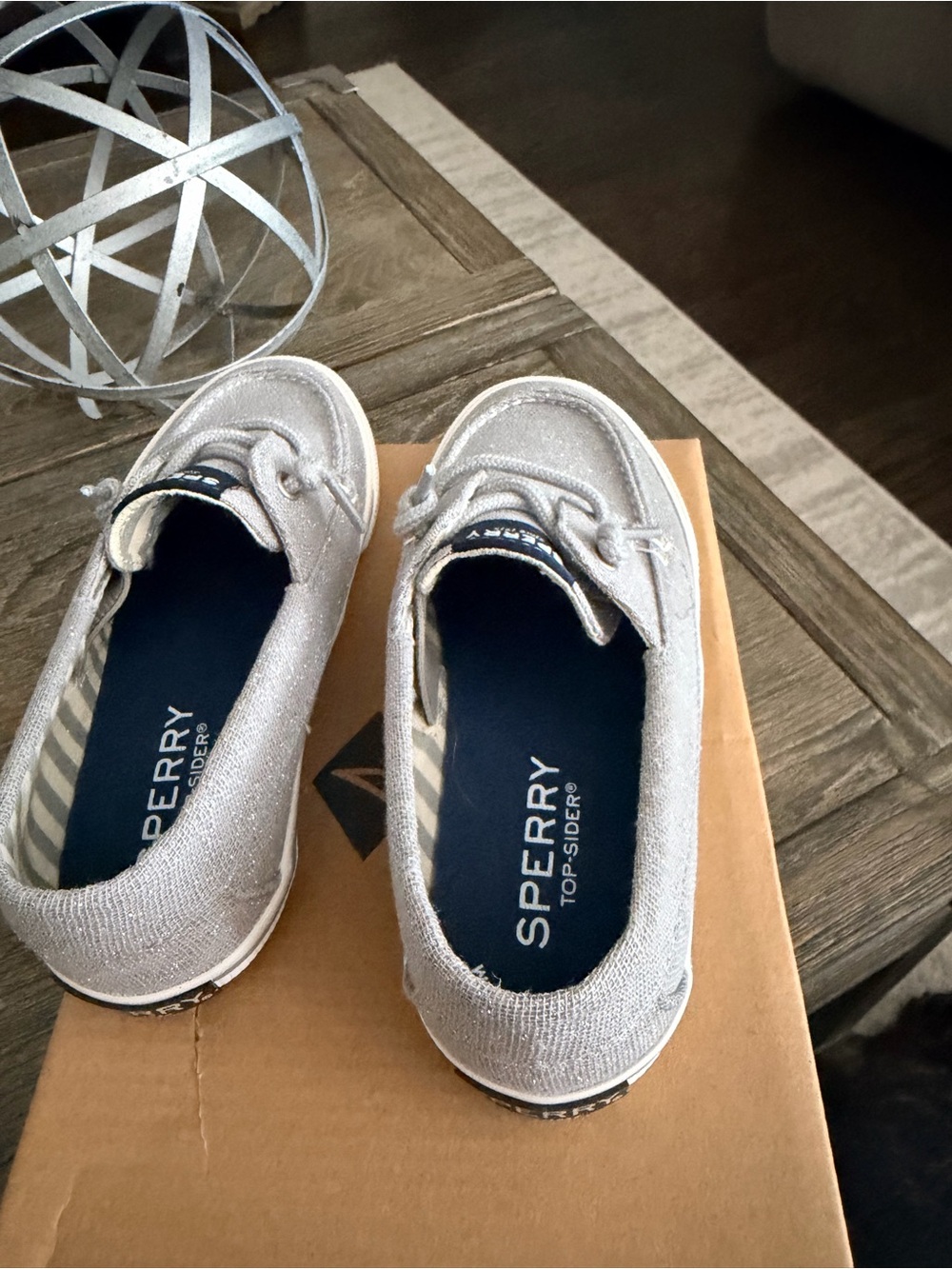 Sperry Kids Silver Glitter Boat Shoes